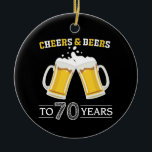 Kaas en bier tot 70 jaar keramisch ornament<br><div class="desc">Kaas en bier tot 70 jaar Keramisch Ornament</div>