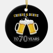 Kaas en bier tot 70 jaar keramisch ornament (Voorkant)