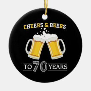 Kaas en bier tot 70 jaar keramisch ornament