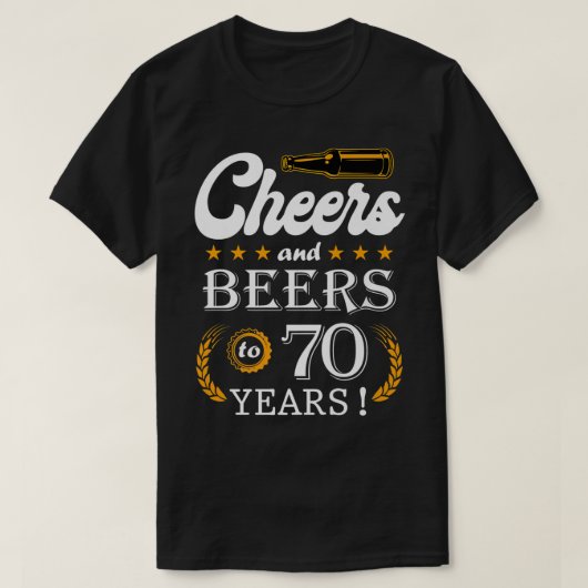 Kaas en bier tot 70 jaar oud en 70 jaar oud t-shirt (Design voorkant)