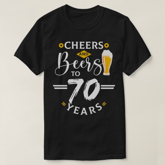 Kaas en bier tot 70 jaar oude grappige 70e verjaar t-shirt (Design voorkant)