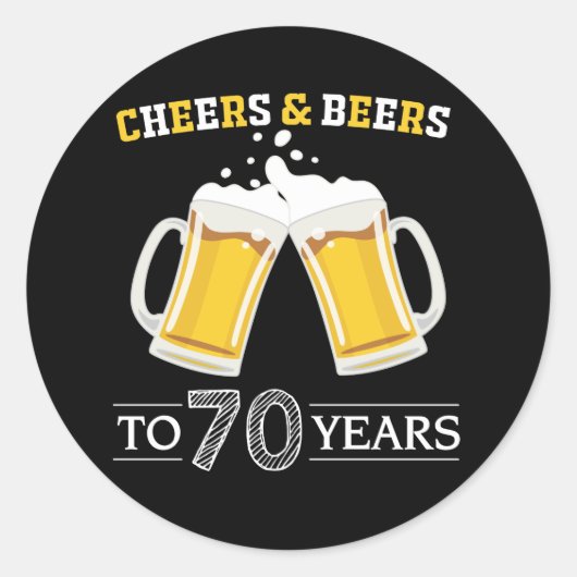Kaas en bier tot 70 jaar ronde sticker (Voorkant)