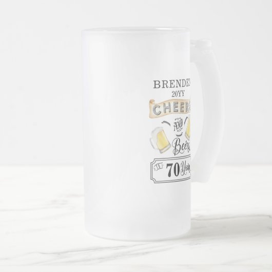 Kaas en bier tot 70 jaar verjaardag matglas bierpul (Voorkant rechts)