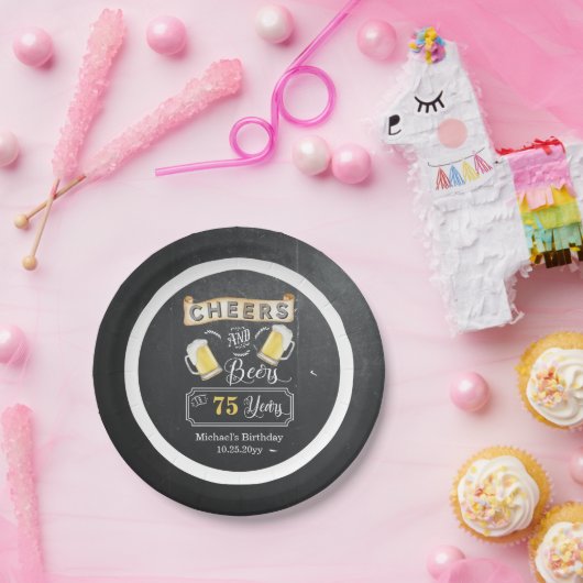 Kaas en bier tot 75 jaar Bord op jaarpapier (Feest)