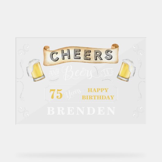 Kaas en bier tot 75 jaar verjaardag acryl bord (Voorkant)