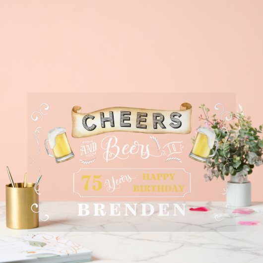 Kaas en bier tot 75 jaar verjaardag acryl bord (Huwelijk)