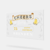 Kaas en bier tot 75 jaar verjaardag acryl bord (Hoek)