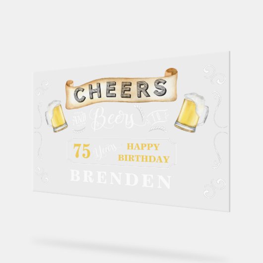 Kaas en bier tot 75 jaar verjaardag acryl bord (Hoek)