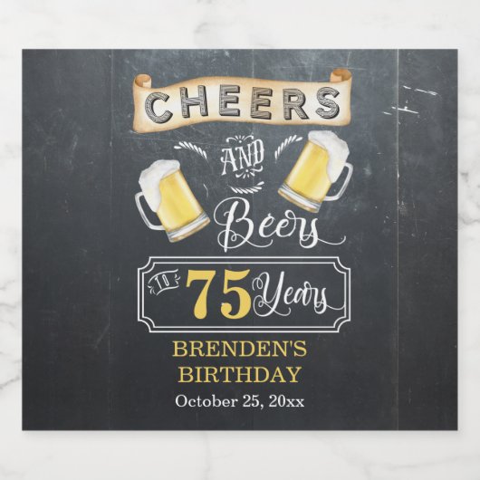 Kaas en bier tot 75 jaar verjaardag bier etiket (Enkel label)