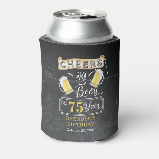 Kaas en bier tot 75 jaar verjaardag blikjeskoeler (Blikje Achterkant)