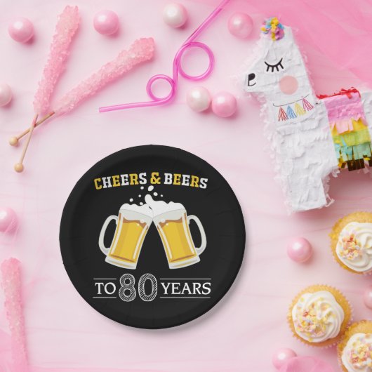 Kaas en bier tot 80 jaar Bord papier (Feest)