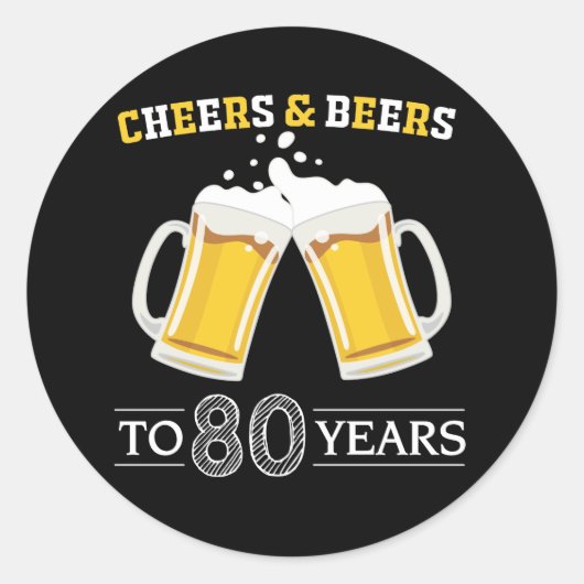 Kaas en bier tot 80 jaar ronde sticker (Voorkant)