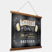 Kaas en bier tot 80 jaar verjaardag hangend wandkleed (Gebogen)