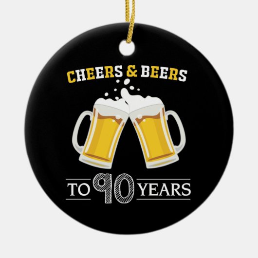 Kaas en bier tot 90 jaar keramisch ornament (Voorkant)