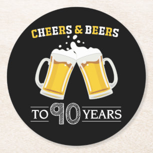 Kaas en bier tot 90 jaar ronde kartonnen onderzetter