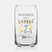 Kaas en bier tot 90 jaar verjaardag blikvorm glas (Voorkant)