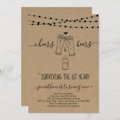 Kaas en bier Uitnodiging eerste verjaardag (Voorkant / Achterkant)