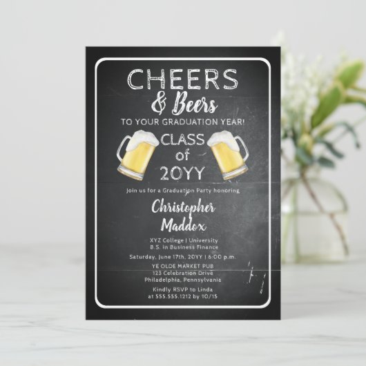 Kaas en bier voor het Jaar van uw Afstuderen Kaart (Staand voorkant)