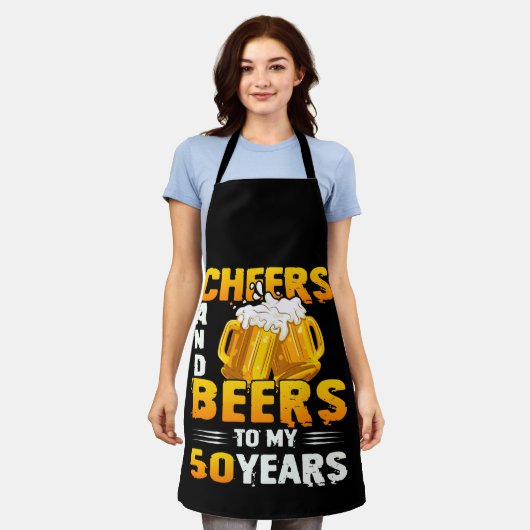 Kaas en bier voor mijn 50-jarige 50ste verjaardag  schort (Gedragen)