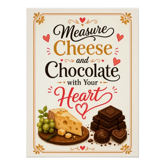Kaas en Chocolade met je Hart Meten Perfect Poster (Voorkant)
