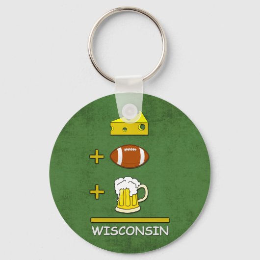 Kaas en Football en bier: Wisconsin Sleutelhanger (Voorkant)