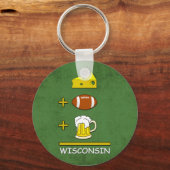 Kaas en Football en bier: Wisconsin Sleutelhanger (Voorkant)