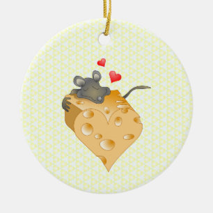 Kaas en muis keramisch ornament