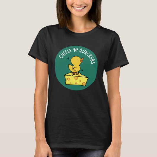 Kaas en Quackers Grappige Duck Pun Donker BG T-shirt (Voorkant)