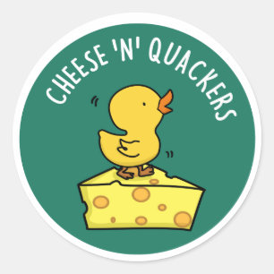 Kaas en Quackers Grappige Duck Pun Ronde Sticker