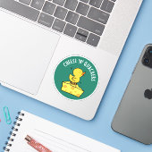 Kaas en Quackers Grappige Duck Pun Sticker (Laptop met iPhone)