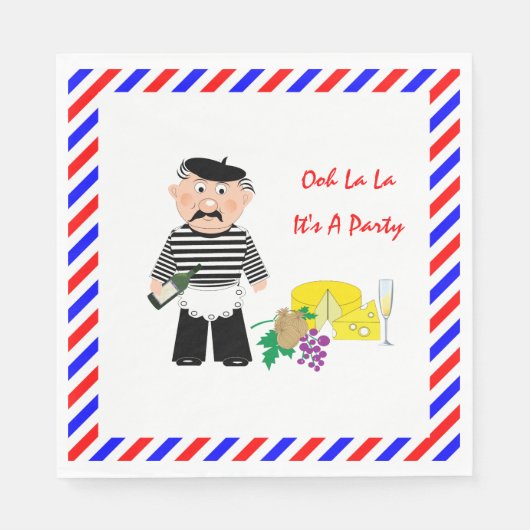 Kaas en wijn Frans thema Fun Party Servet (Voorkant)