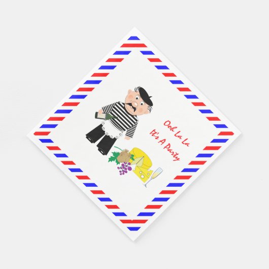 Kaas en wijn Frans thema Fun Party Servet (Hoek)