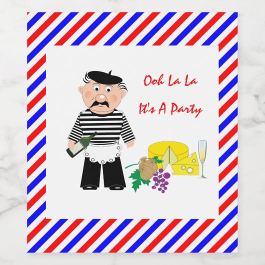 Kaas en wijn Frans thema plezier Wijn Etiket (Enkel label)