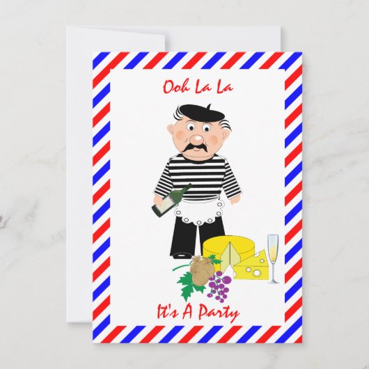 Kaas En Wijn Franse Thema Leuke Feest Uitnodiging (Voorkant)