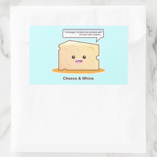 Kaas en wijn rechthoekige sticker (Tas)