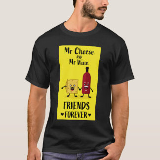 Kaas- en wijnoverlagen t-shirt