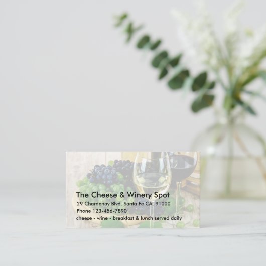 Kaas- en wijnrestaurant visitekaartje (Staand voorkant)