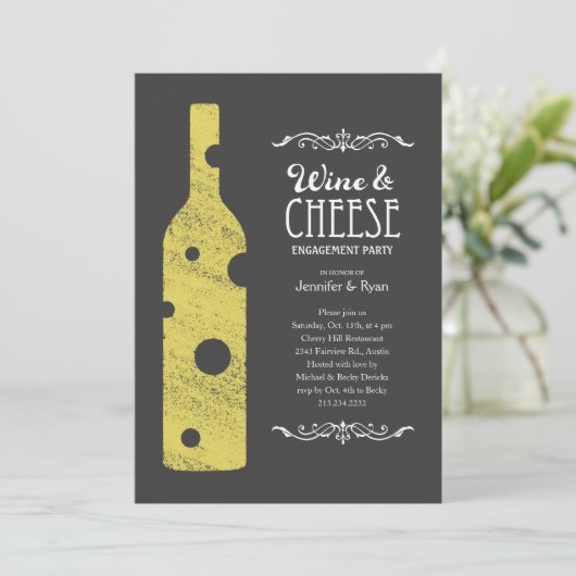 Kaas- en wijnuitnodiging - Alternatieve formulerin Kaart (Staand voorkant)