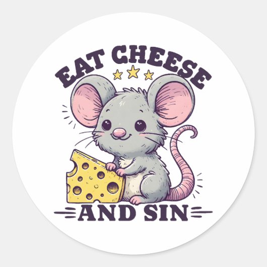 Kaas Eten En Zondigen Ronde Sticker (Voorkant)