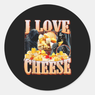 Kaas Eten Liefhebber Grappig Skelet Meme Humor Man Ronde Sticker