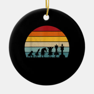 Kaas Evolution Retro Gift for a Chess Keramisch Ornament