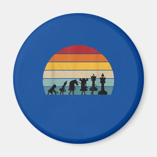 Kaas Evolution Retro Gift for a Chess Magneet (Voorkant)