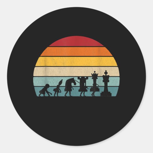 Kaas Evolution Retro  Gift for a Chess Ronde Sticker (Voorkant)