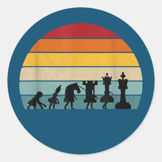 Kaas Evolution Retro  Gift for a Chess Ronde Sticker (Voorkant)