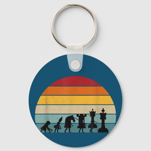 Kaas Evolution Retro Gift for a Chess Sleutelhanger (Voorkant)