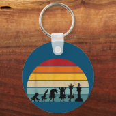Kaas Evolution Retro Gift for a Chess Sleutelhanger (Voorkant)