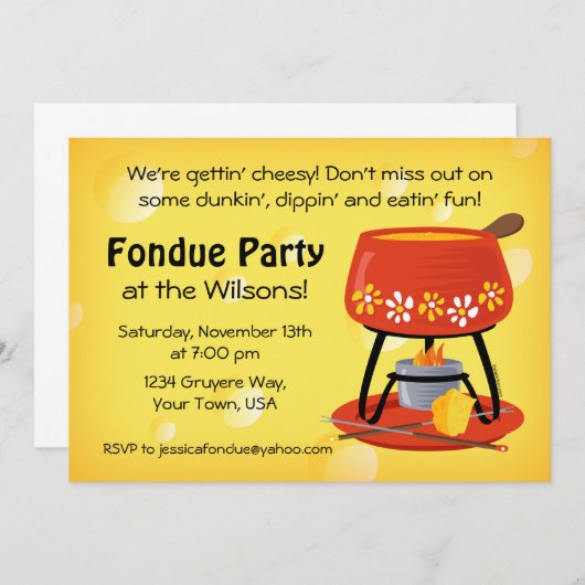 Kaas Fondue Party - Uitnodiging (Voorkant / Achterkant)