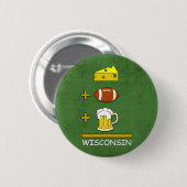 Kaas Football Beer Wisconsin Funny Ronde Button 5,7 Cm (Voorkant /achterkant)