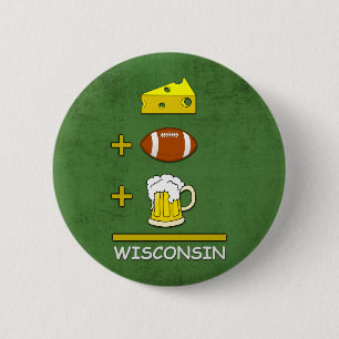 Kaas Football Beer Wisconsin Funny Ronde Button 5,7 Cm