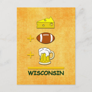 Kaas Football Beer Wisconsin Funny Wiskunde Briefkaart